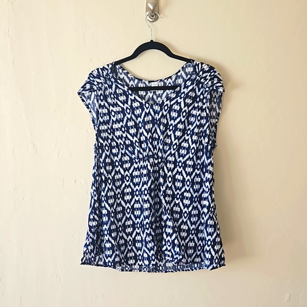Blue Patterned Maternity Blouse